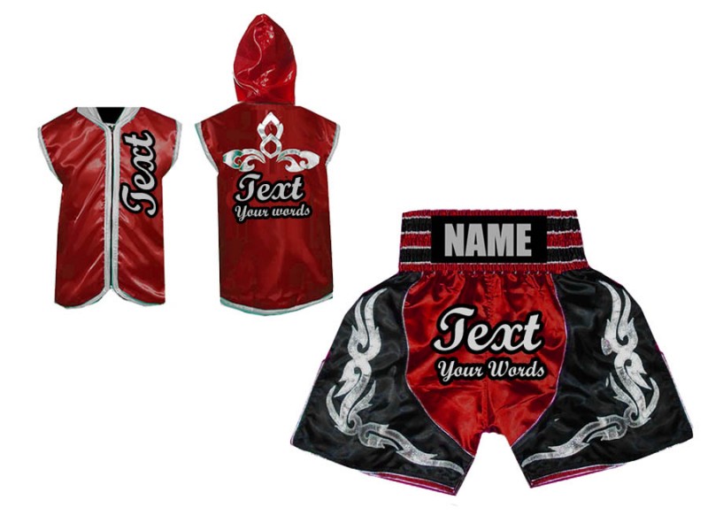 Kanong Custom Boxing Hoodies and Boxing Shorts : Red