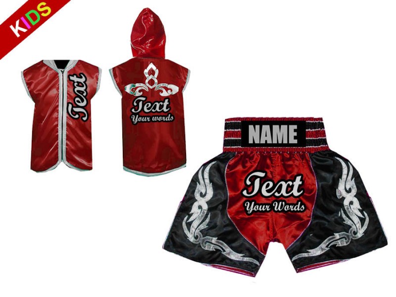 Kanong Custom Kids Boxing Hoodies and Boxing Shorts : Red