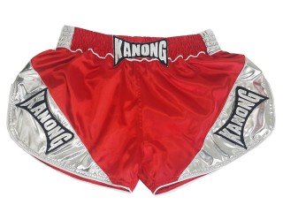 Kanong Women Boxing Shorts : KNSRTO-201-Red-Silver