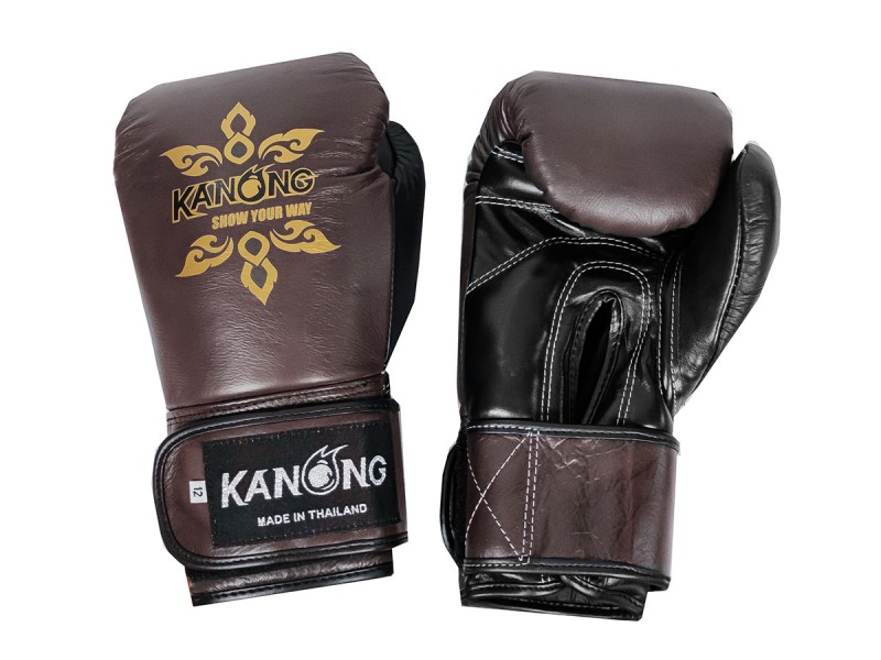 Kanong Real Leather Boxing Gloves : Brown/Black