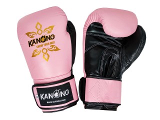 Kanong Real Leather Boxing Gloves : Pink/Black