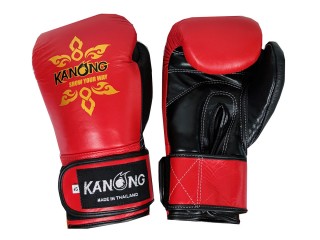 Kanong Real Leather Boxing Gloves : Red/Black