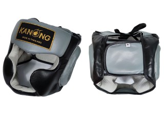 Kanong Cow Skin Leather Boxing Head Guard : Black/Grey
