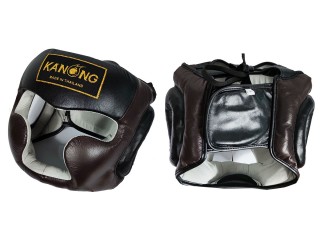 Kanong Cow Skin Leather Boxing Head Guard : Brown/Black