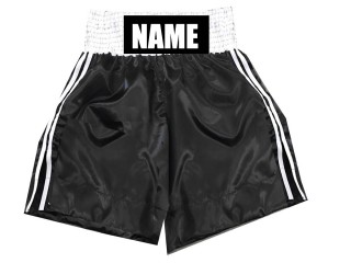Customized Kids Boxing Shorts with Name or Text : KNBSH-026-Black
