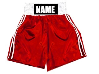 Customized Kids Boxing Shorts with Name or Text : KNBSH-026-Red