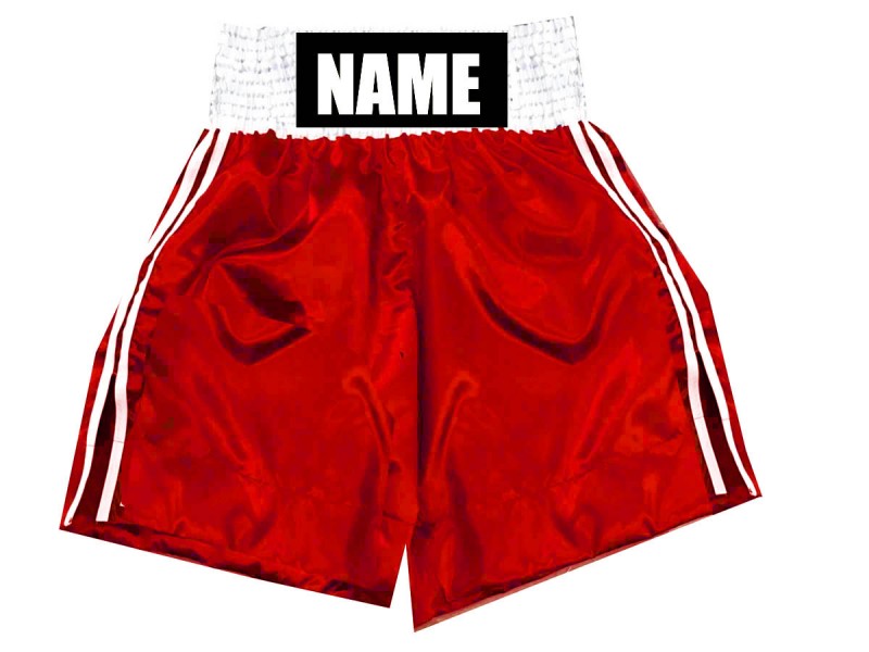 Custom Boxing Shorts, Customize Boxing Trunks : KNBSH-026-Red
