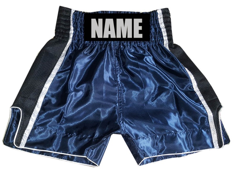 Custom Boxing Shorts, Customize Boxing Trunks : KNBSH-027-Navy