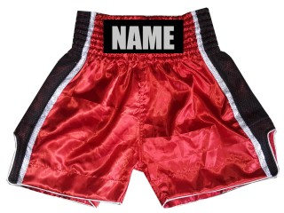 Custom Kids Boxing Shorts with Name : KNBSH-027-Red