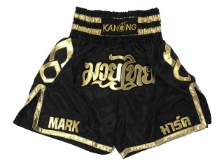 Custom Boxing Shorts, Customize Boxing Trunks : KNBXCUST-2001-Black