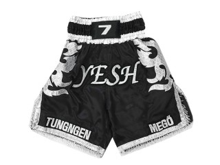 Custom Boxing Shorts, Customize Boxing Trunks : KNBXCUST-2033-Black