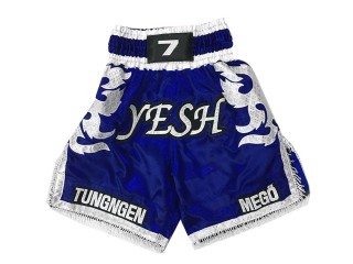 Custom Boxing Shorts, Customize Boxing Trunks : KNBXCUST-2033-Blue