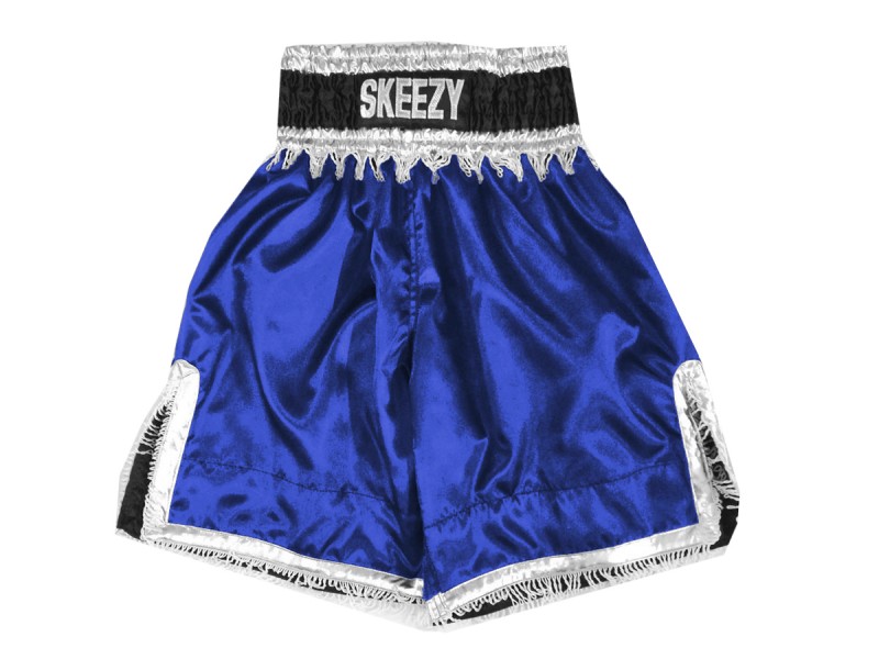Custom Boxing Shorts, Customize Boxing Trunks : KNBXCUST-2034-Blue