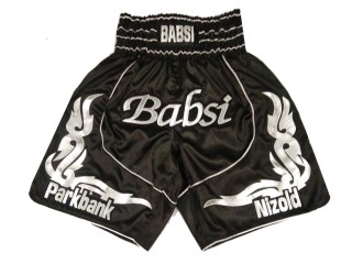 Custom Boxing Shorts , Customize Boxing Trunks : KNBXCUST-2035-Black