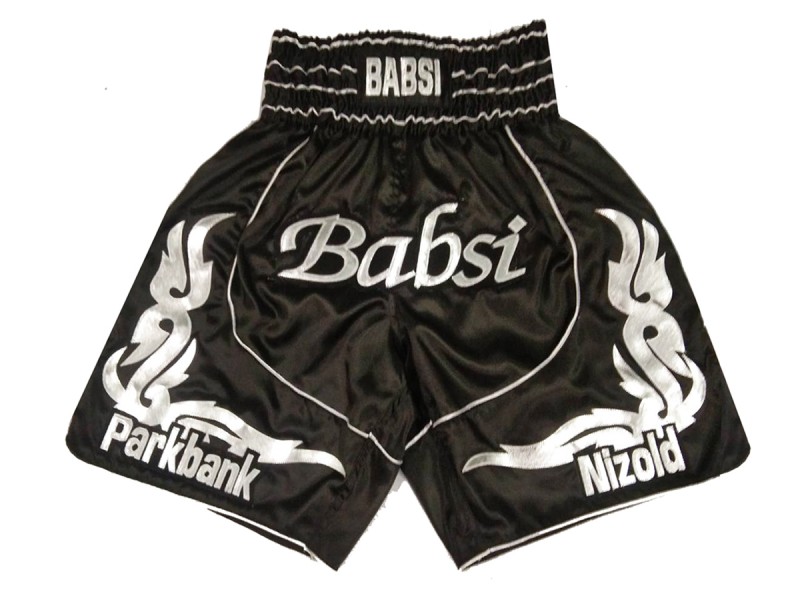 Custom Boxing Shorts, Customize Boxing Trunks : KNBXCUST-2035-Black