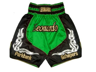 Custom Boxing Shorts , Customize Boxing Trunks : KNBXCUST-2035-Green-Black