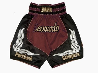 Customizable boxing shorts  : KNBXCUST-2035-Maroon-Black