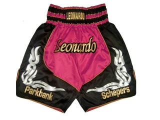 Customize Boxing Trunks : KNBXCUST-2035-Pink-Black