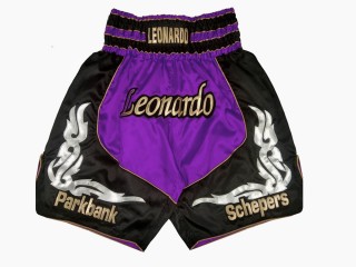 Customize Boxing Trunks : KNBXCUST-2035-Purple-Black