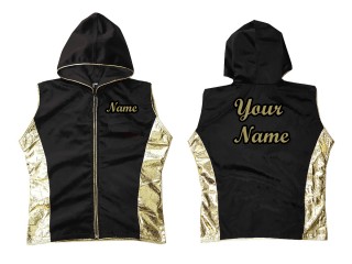 KANONG Customized Boxing Hoodies for Fighters / Walk in Jacket : Black/Gold