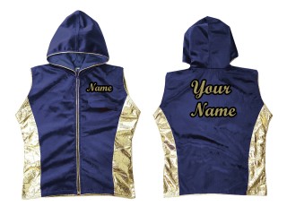 KANONG Customized Boxing Hoodies for Fighters / Walk in Jacket : Navy/Gold