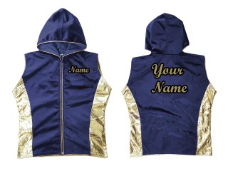 Customized Boxing Hoodies for Fighters / Walk in Jacket : Navy/Gold