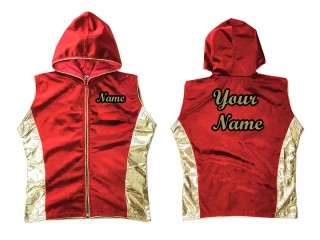 Customized Boxing Hoodies for Fighters / Walk in Jacket : Red/Gold