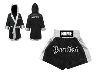 Custom boxing shorts and robe : Black