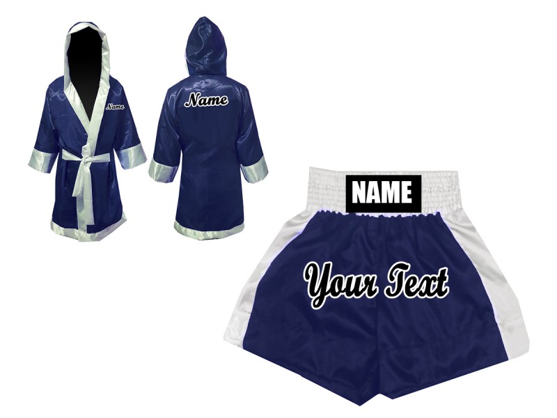 Kanong Custom Boxing Gown and Boxing Shorts : Navy