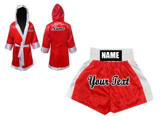 Kanong Custom Boxing Gown and Boxing Shorts uniforms : Red
