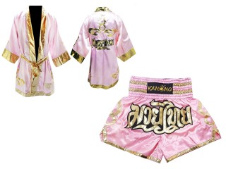 Kanong Boxing Robe and Thai Boxing Shorts for Fighters : Model 121-Pink
