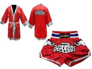 Kanong Boxing Robe and Thai Boxing Shorts : 125-Red